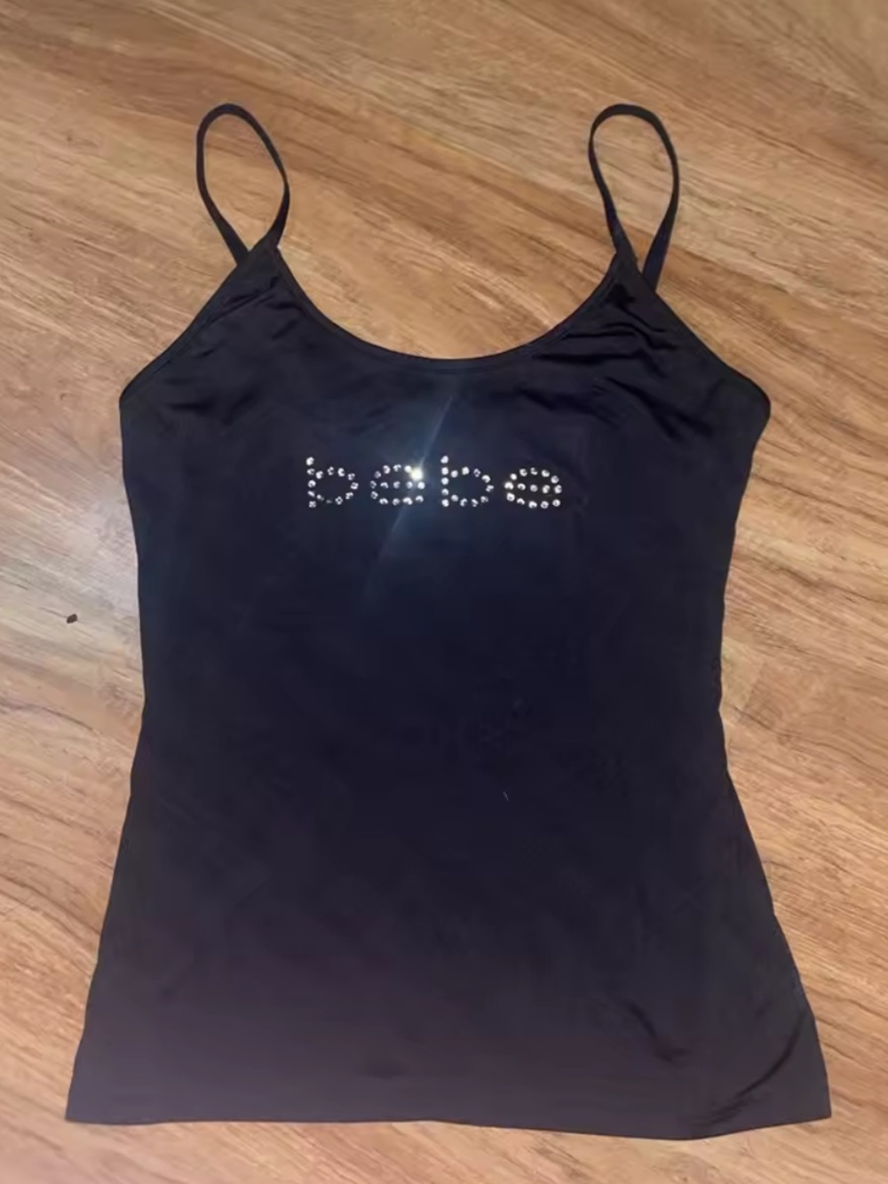 bebe Black Studded Logo Camisole